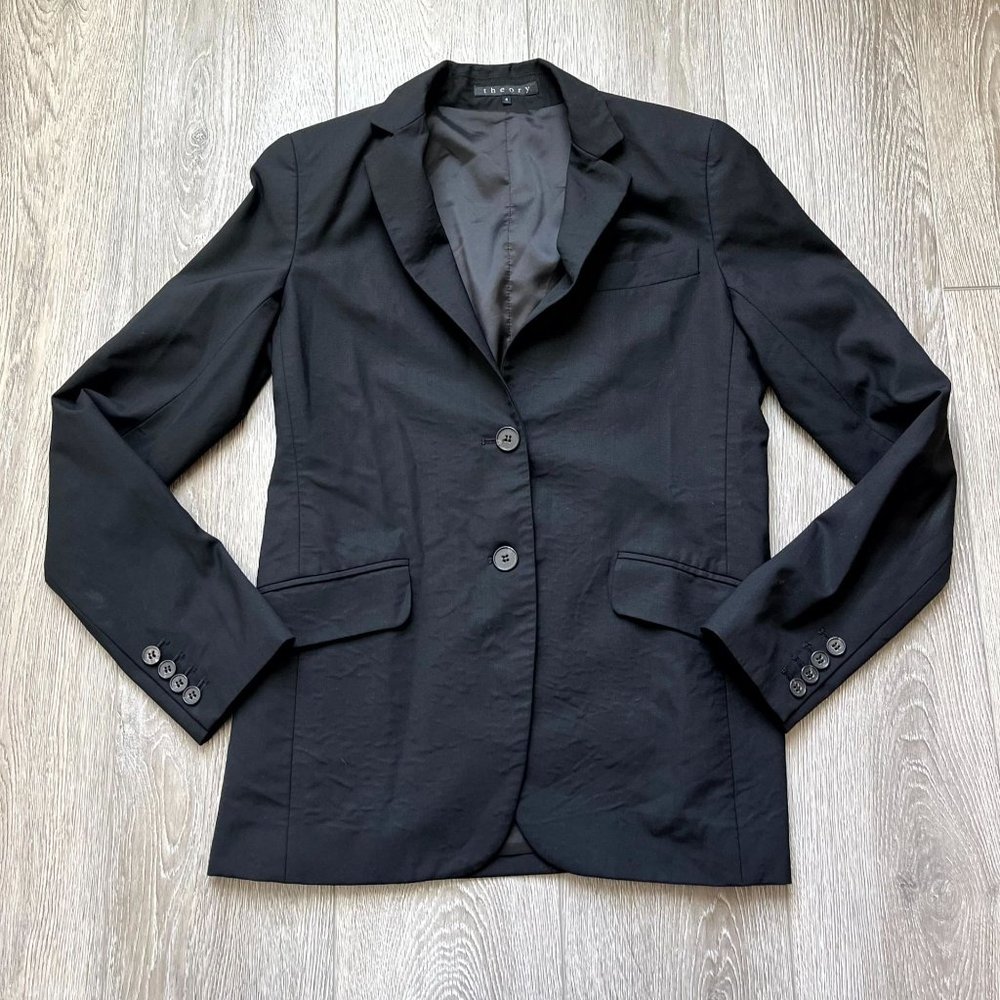 THEORY | Classic Blazer Jacket Travel Wool Black size 4